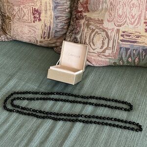 Carolee Long Black Faceted Bead Necklace